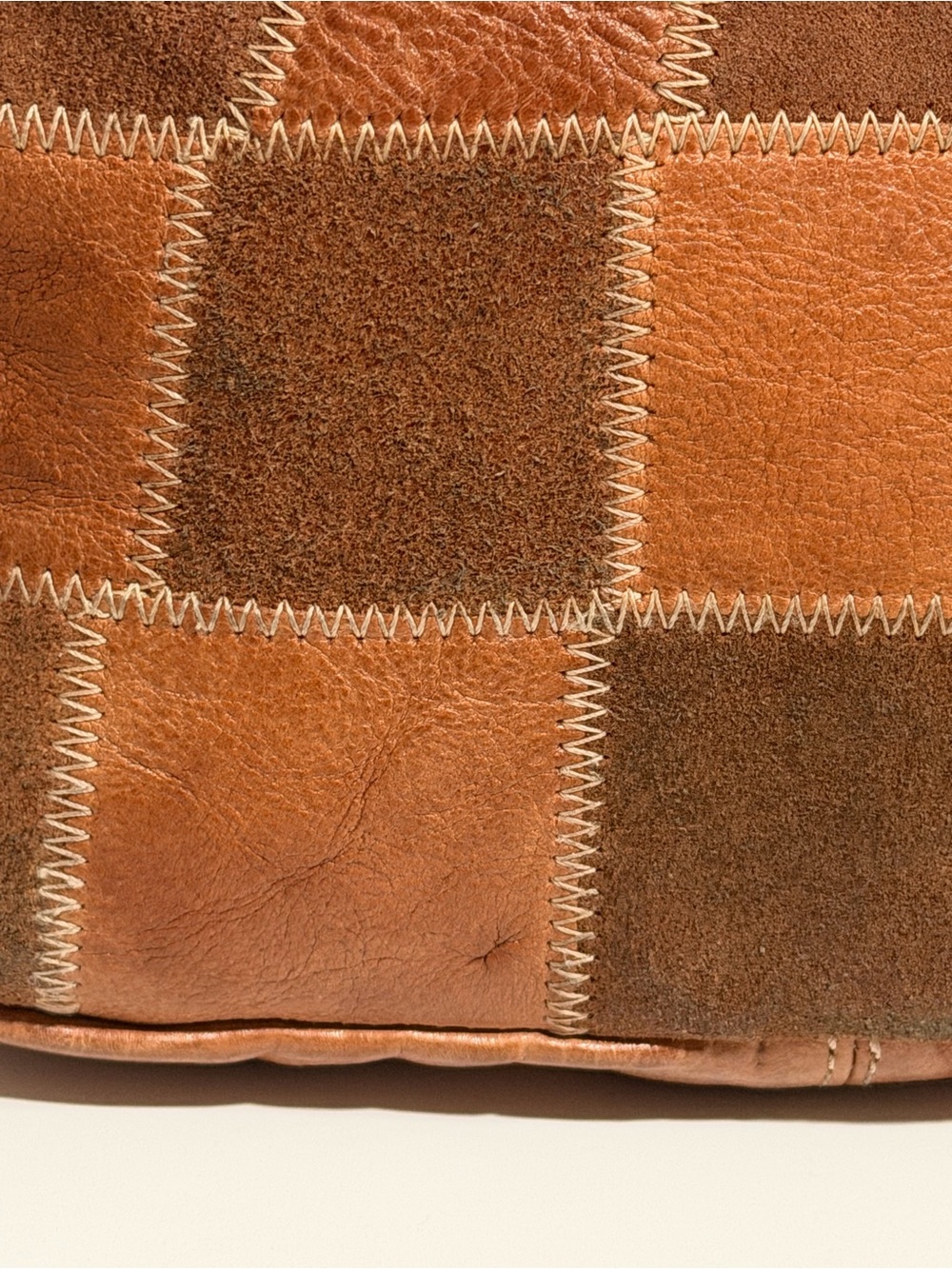 Bed Stu Abundance Patchwork Leather Sling Belt Bag Brown Crossbody Waist Pack - Picture 9 of 16